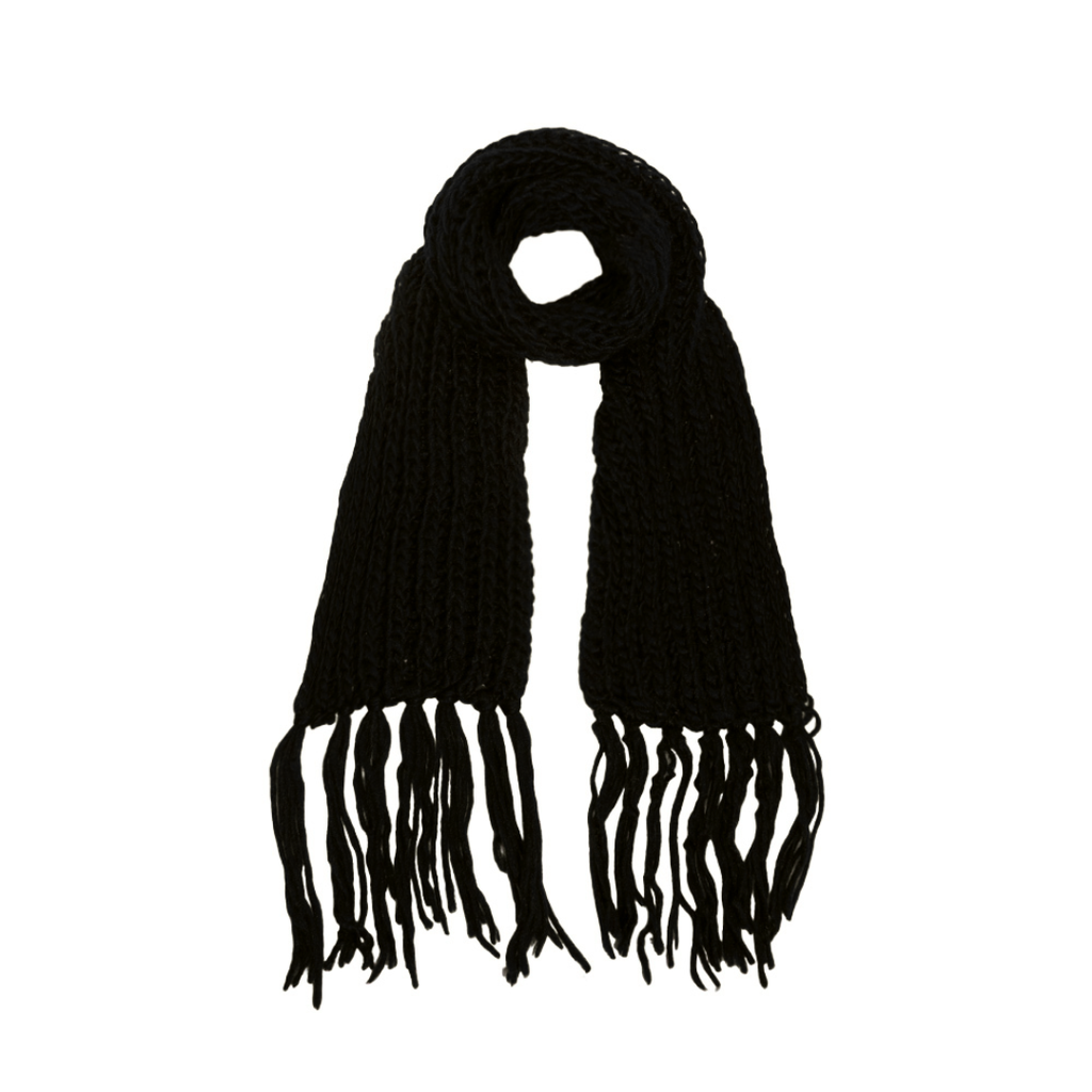 BUFANDA DE LANA TEJIDA CON FLECOS