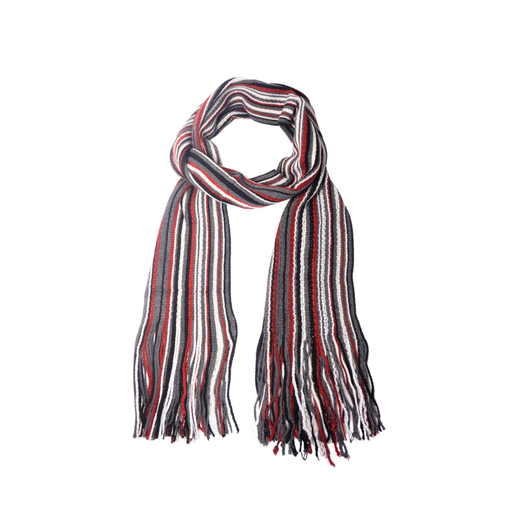 [32650] BUFANDA DE HOMBRE LANA RAYAS CON FLECOS 200 X 20 CM