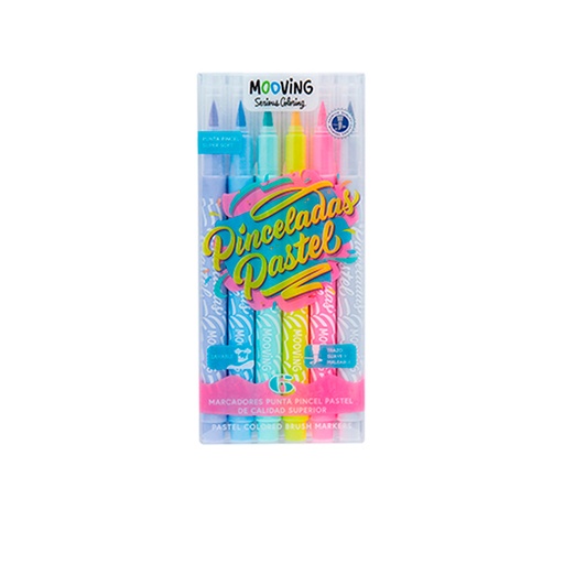 [35370] MARCADORES PUNTA PINCEL PASTEL POR 6 COLORES