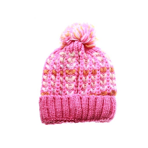 [36474] GORRO DAMA TEJIDO MULTICOLOR CON POMPON