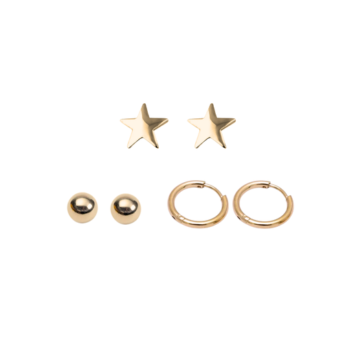 [38454] AROS ACERO SET DORADO POR 3