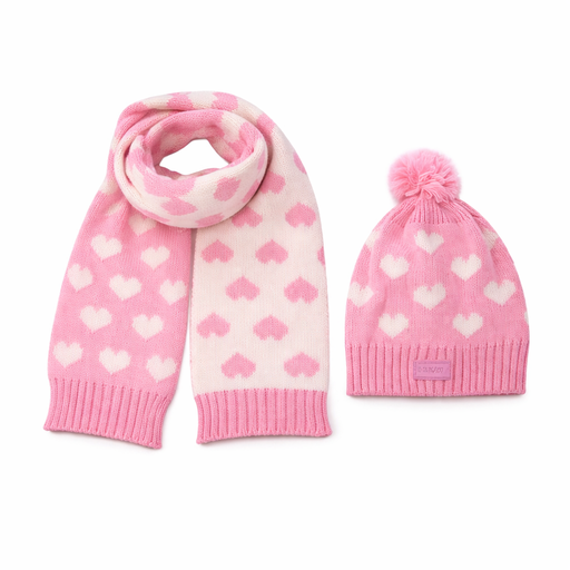 [40749] SET GORRO + BUFANDA ESTAMPA CORAZON