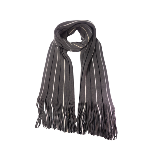 [17787] BUFANDA DE LANA RAYADA CON FLECOS 25CM X 190