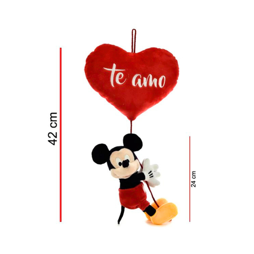 [47535] PELUCHE MICKEY 42CM COLGANDO DE CORAZON