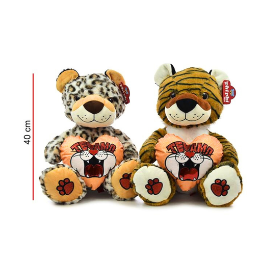 [47539] PELUCHE TIGRE Y LEOPARDO CON CORAZON 40CM