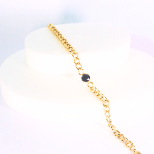 [47690] PULSERA CON DIJE DE GEMA NEGRA