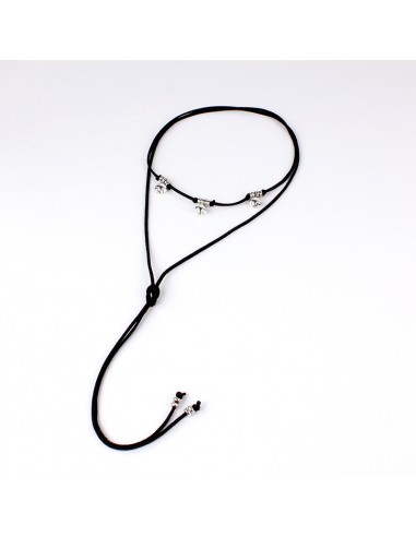 [48767] COLLAR CHOKER CON TRIPLE DIJE DE FLOR