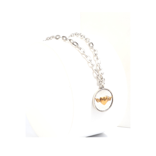 [48863] COLLAR CON DIJE CIRCULAR Y CORAZON DORADO