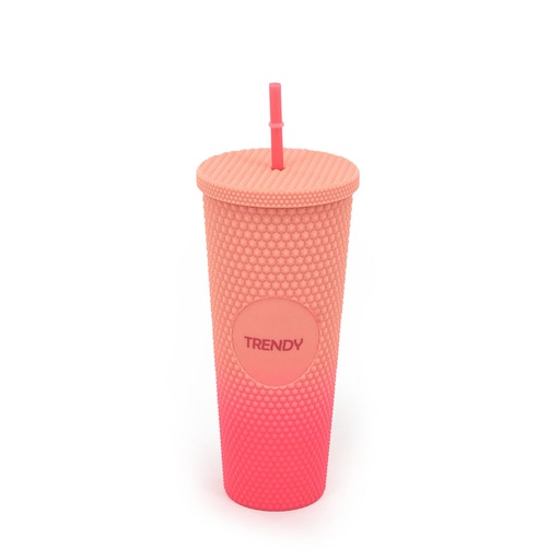 VASO BICOLOR CON TAPA Y SORBETE