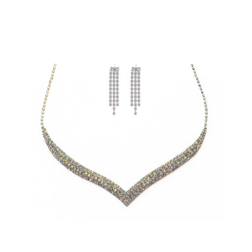 [49931] SET STRASS COLLAR EN V + AROS