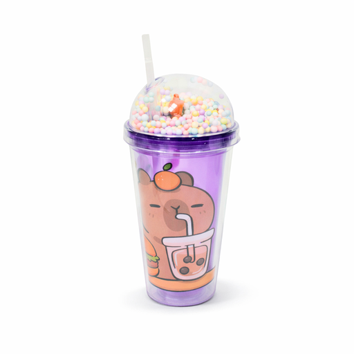 VASO CON TAPA Y BOMBILLA CAPIBARA