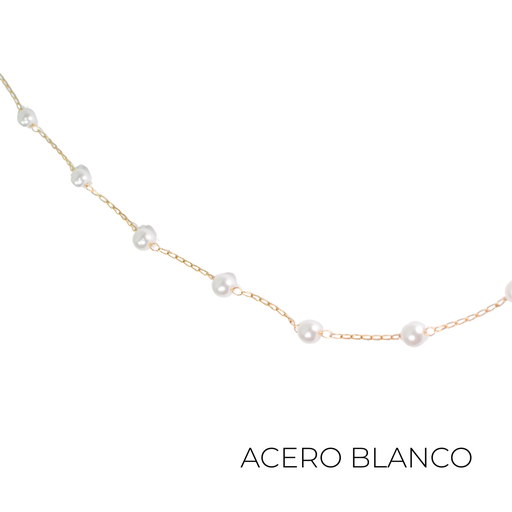 COLLAR ACERO DORADO CON PERLAS