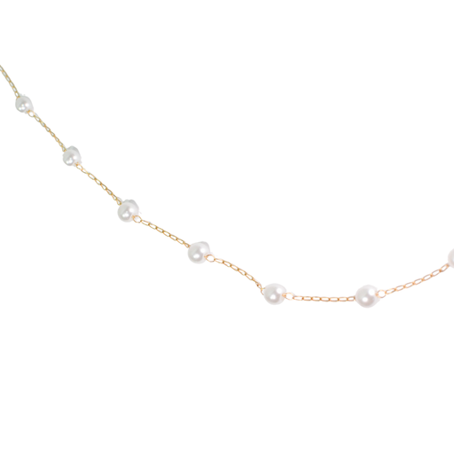 COLLAR ACERO DORADO CON PERLAS