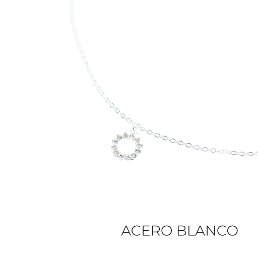 [50197] COLLAR ACERO DIJE CIRCULO CON STRASS