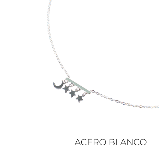 [50201] COLLAR ACERO DIJE LUNA Y ESTRELLA