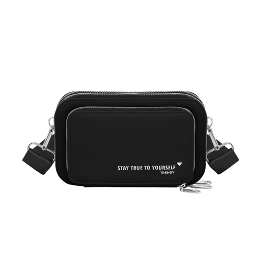 MORRAL BANDOLERA CON APLIQUE FRONTAL TRENDY