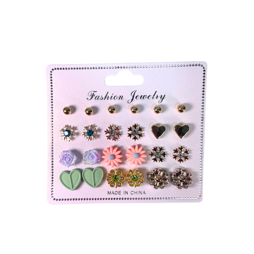 [50412] SET DE AROS X12 BLISTER CORAZON Y FLOR