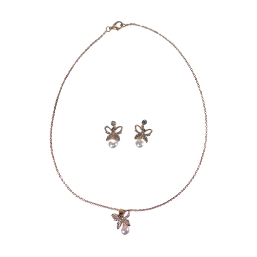 [50430] SET AROS + COLLAR MARIPOSA Y PERLA