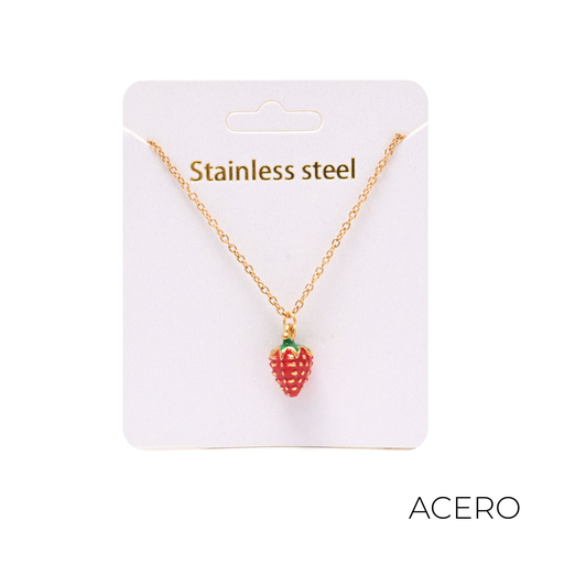 [50666] COLLAR CON FRUTILLA ACERO