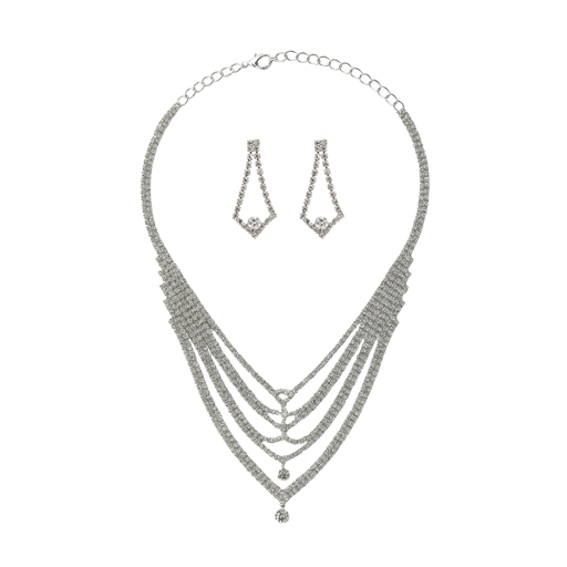 [50927] SET COLLAR + AROS STRASS MULTI CADENA