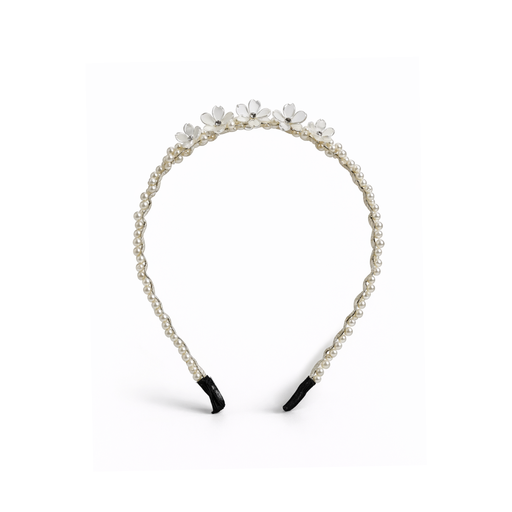 [51229] VINCHA DE PERLAS Y FLOR CON STRASS