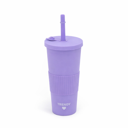 VASO PLASTICO CON SORBETE TRENDY