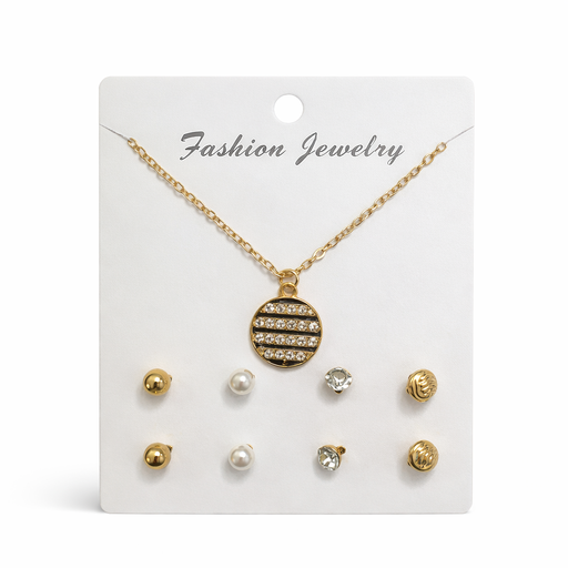 [51687] SET COLLAR + AROS X 4 CON GEMA