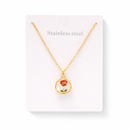 CADENA DIJE FLOR ACERO  QUIRURGICO