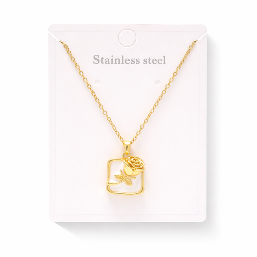 CADENA DIJE FLOR ACERO QUIRURGICO