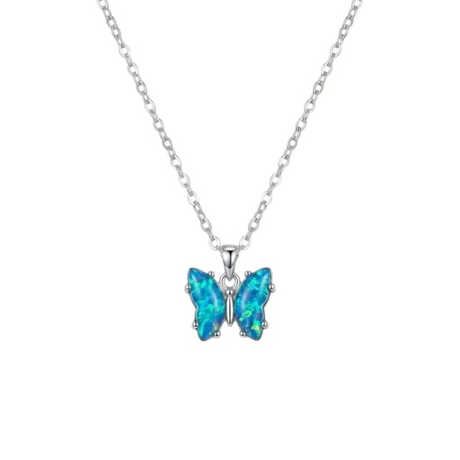 [52908] COLLAR ACERO BLANCO CON DIJE MARIPOSA GRANDE