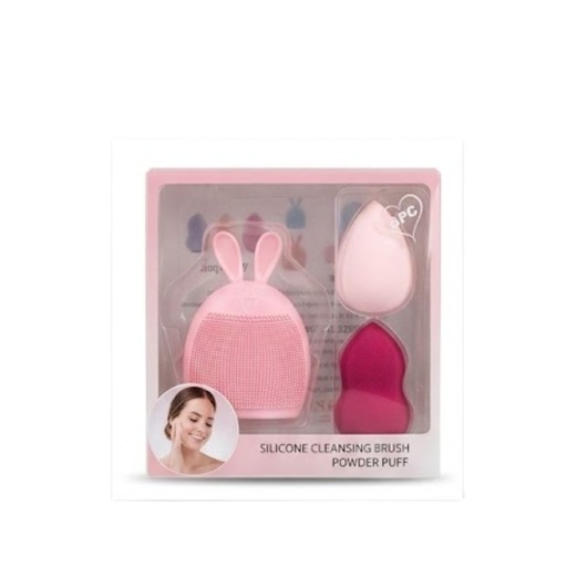 [52964] SET CEPILLO LIMPIADOR + ESPONJAS MAQUILLAJE CAREY