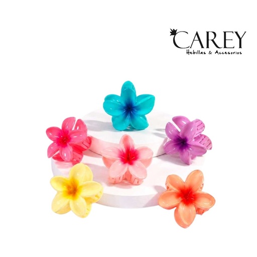 [53648] BROCHE FLOR HAWAIANA CHICA CAREY SURTIDO IRISADO