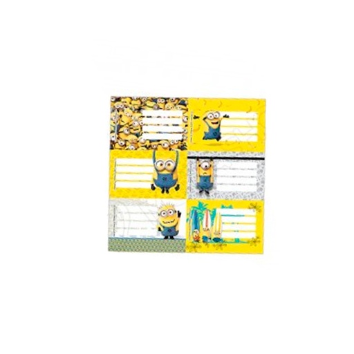 [L8673] ETIQUETAS POR 12 UNIDADES MINIONS 